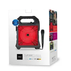 MICROLAB - PARLANTE KAREOKE CON MICROFONO SUITCASE ROJO BT AM/FM