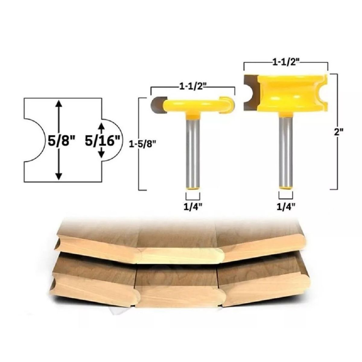 GENERICO - Set Fresas Ranuradoras 14 Broca Router Tinajas Puertas