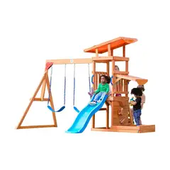 DINO CARS CHILE - Juego de columpios de madera para exterior con tobogán