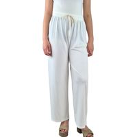 Pantalon Palazzo Acanalado Mujer Cintura Elasticada Verano Colores 369