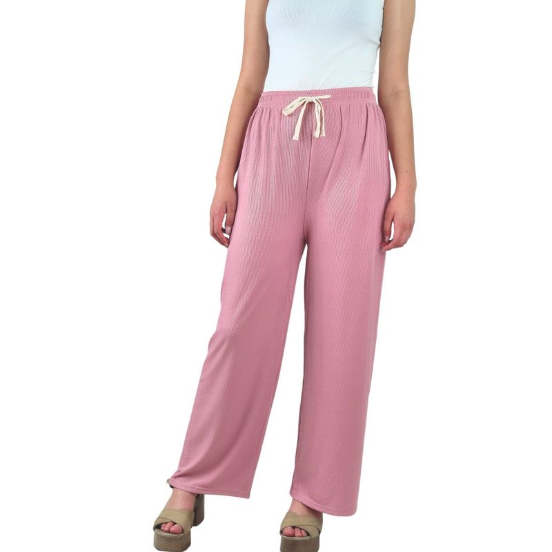MPROPIA - Pantalon Palazzo Acanalado Mujer Cintura Elasticada Verano Colores 369