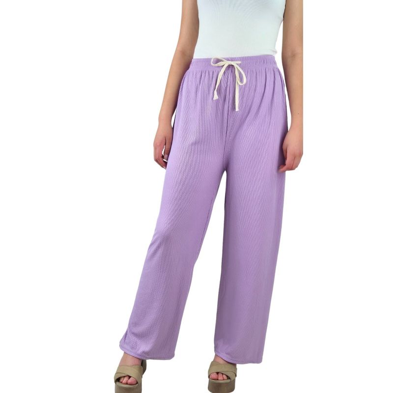 MPROPIA - Pantalon Palazzo Acanalado Mujer Cintura Elasticada Verano Colores 369