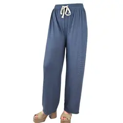 MPROPIA - Pantalon Palazzo Acanalado Mujer Cintura Elasticada Verano Colores 369