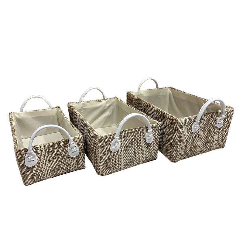 OEM - Pack 3 Macetero Cesto Canastos Organizadores Tejido Mimbre