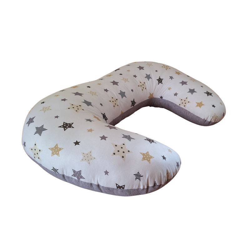 GENERICO - Cojín Lactancia - Estrellas Gris-Beige con Gris Jaspeado