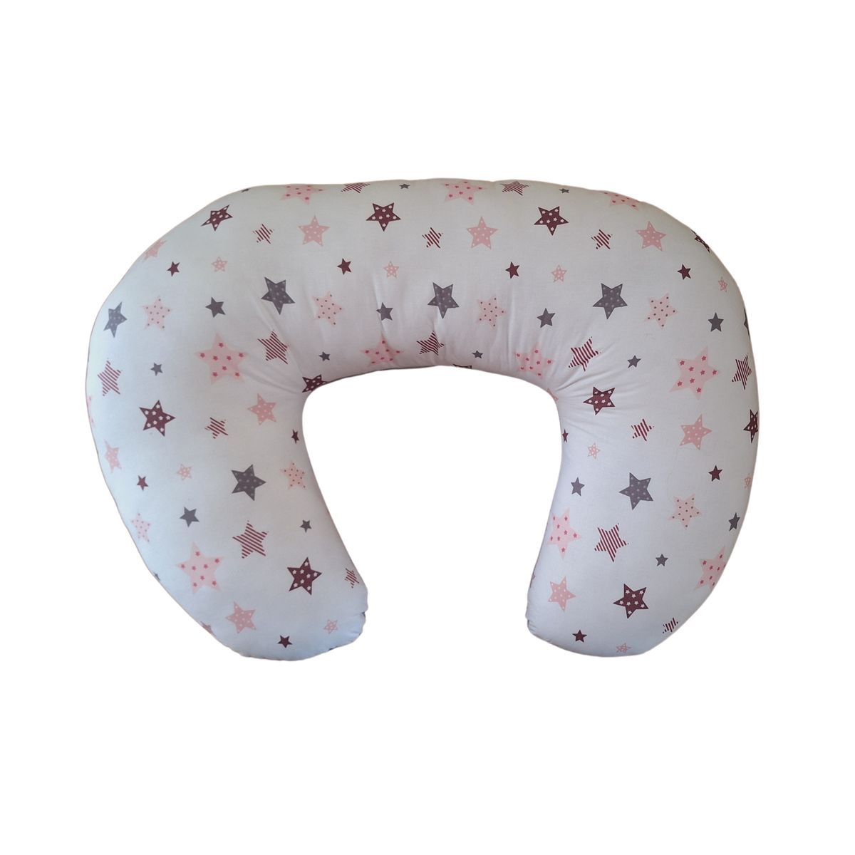 GENERICO - Cojín Lactancia - Estrellas Rosado-Lila con Gris Jaspeado