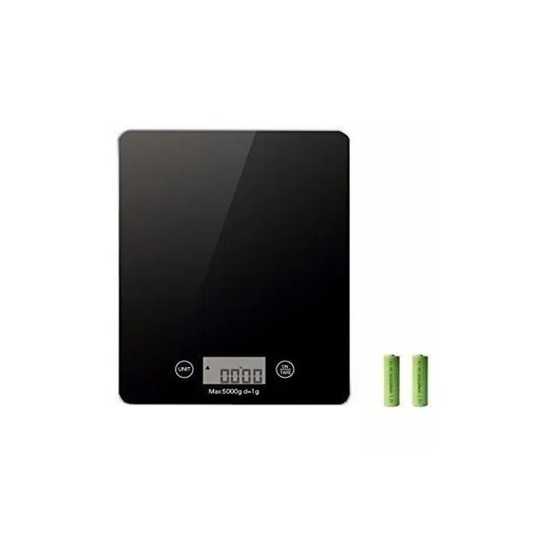 DBLUE - BALANZA PESA DIGITAL COCINA VIDRIO SLIM 5 KILOS BLACK
