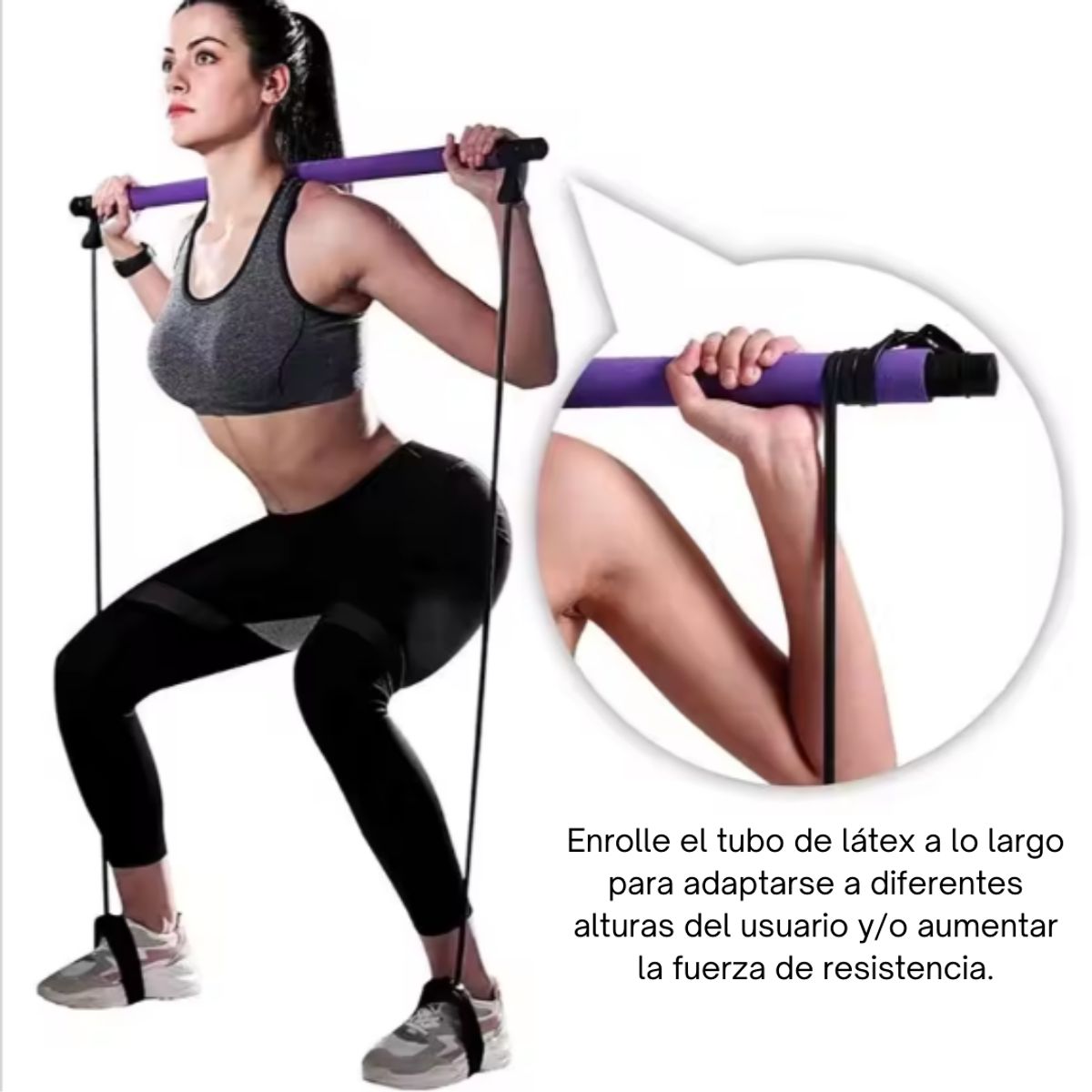 GENERICO - Barra Pilates Yoga Con Bandas Elásticas