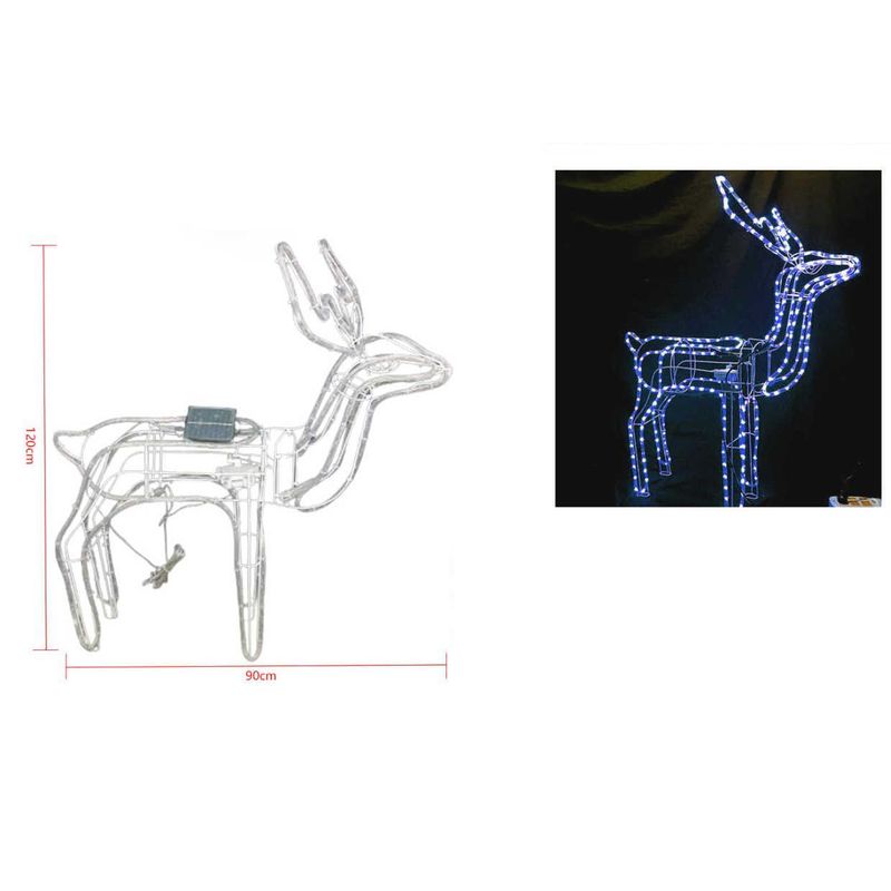 GENERICO - Reno Navideño Luz Blanco Led Solar Decorativo 11m
