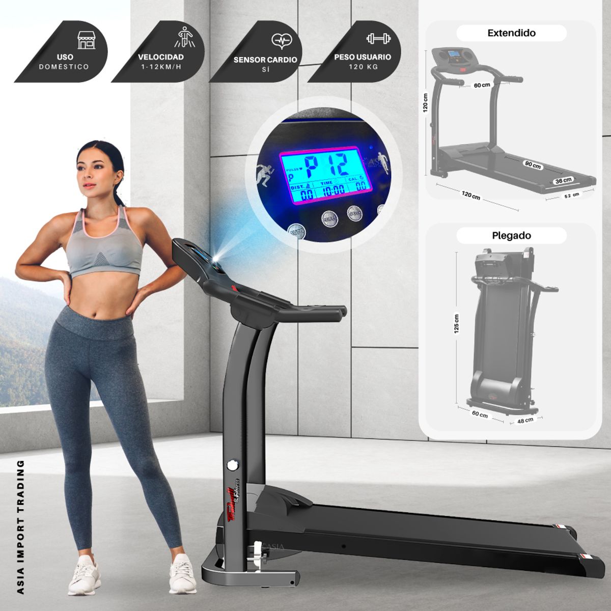 TREADMILL & FITNESS - Trotadora TREADMILL II Negra Bluetooth
