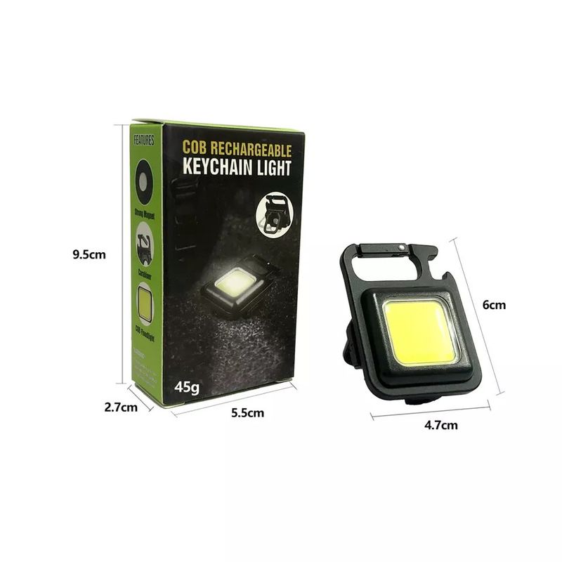 GENERICO - Linterna Led Cob Recargable Llavero Gancho Iman Mini Light