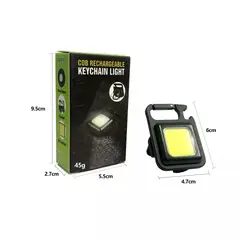 GENERICO - Linterna Led Cob Recargable Llavero Gancho Iman Mini Light