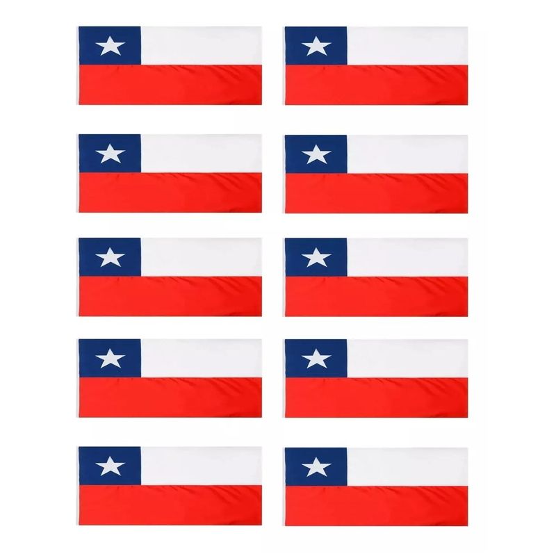 GENERICO - Pack 10 Banderas De Chile Bandera Chile Chilena 90 X 60 Tela