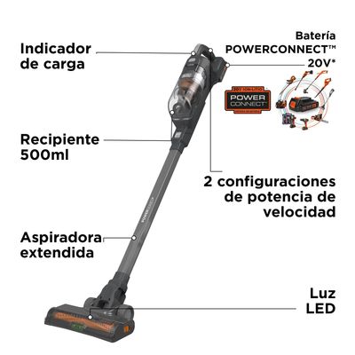Imagen 2 del producto Aspiradora 2 en 1 Vertical Inalámbrica 20V BHFEA18D1-B2C
