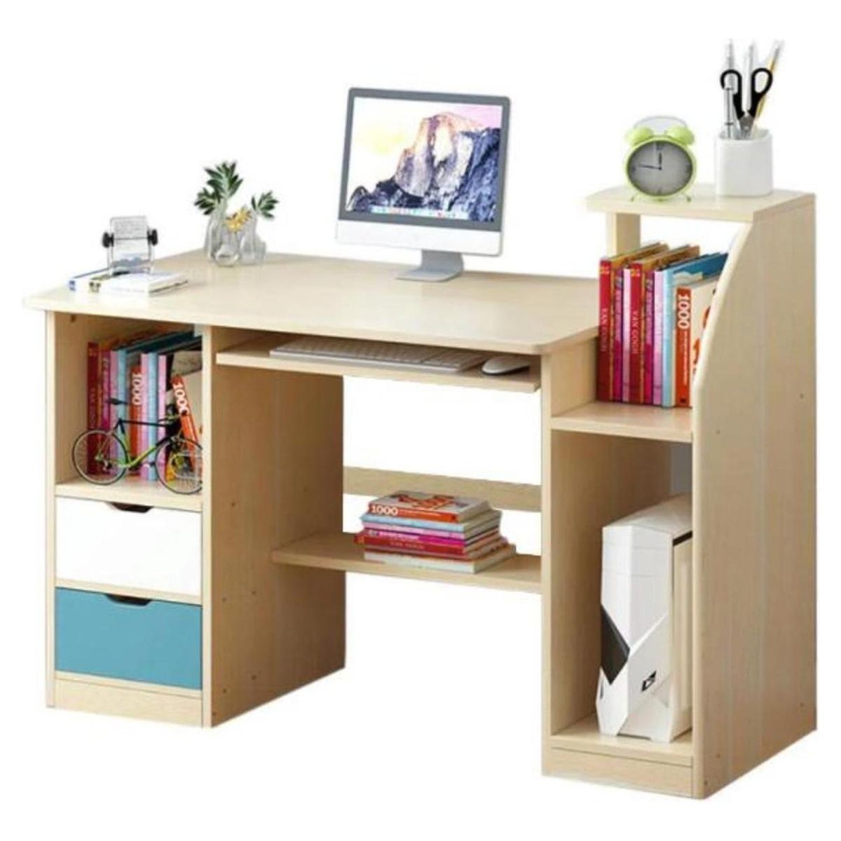 IMPORTCLICK - Escritorio Mesa Librero Gaveta PC 117x40x92 Café IMPORTCLICK