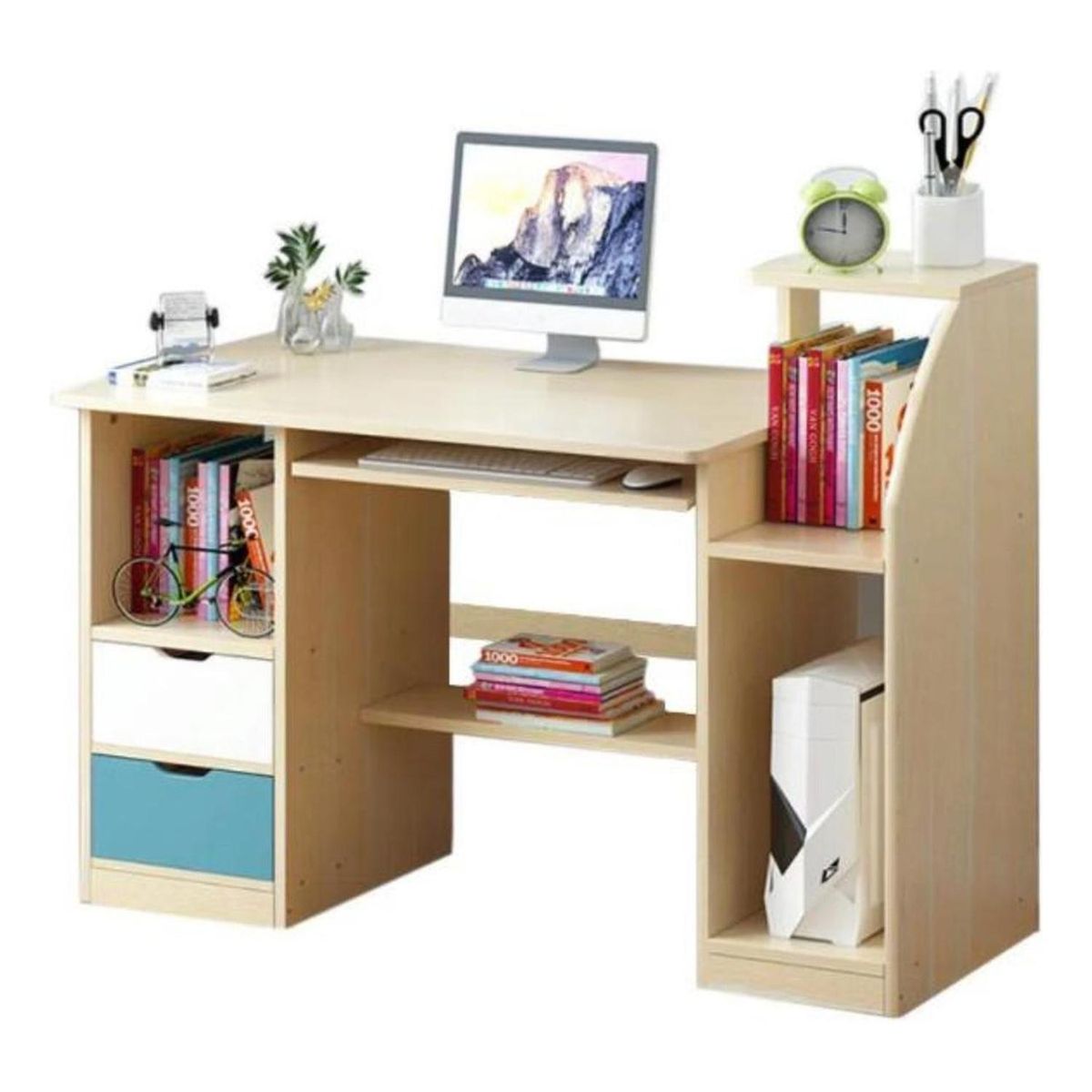 IMPORTCLICK - Escritorio Mesa Librero Gaveta PC 117x40x92 Café IMPORTCLICK