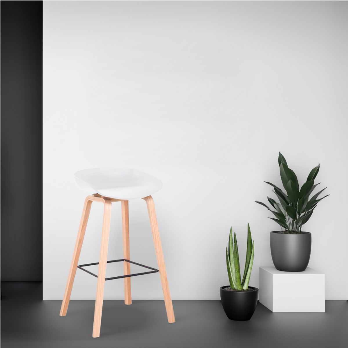HOME & DESING - Silla Taburete color Blanco