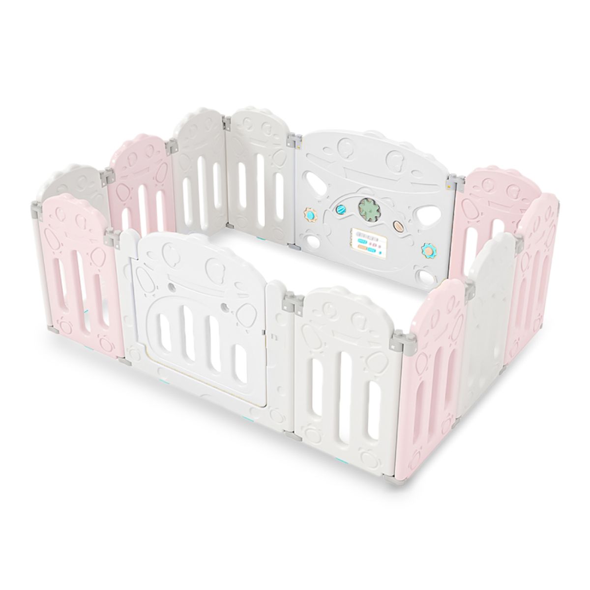 KIDSTAR - Corral para bebe modelo 10+2 paneles rosado