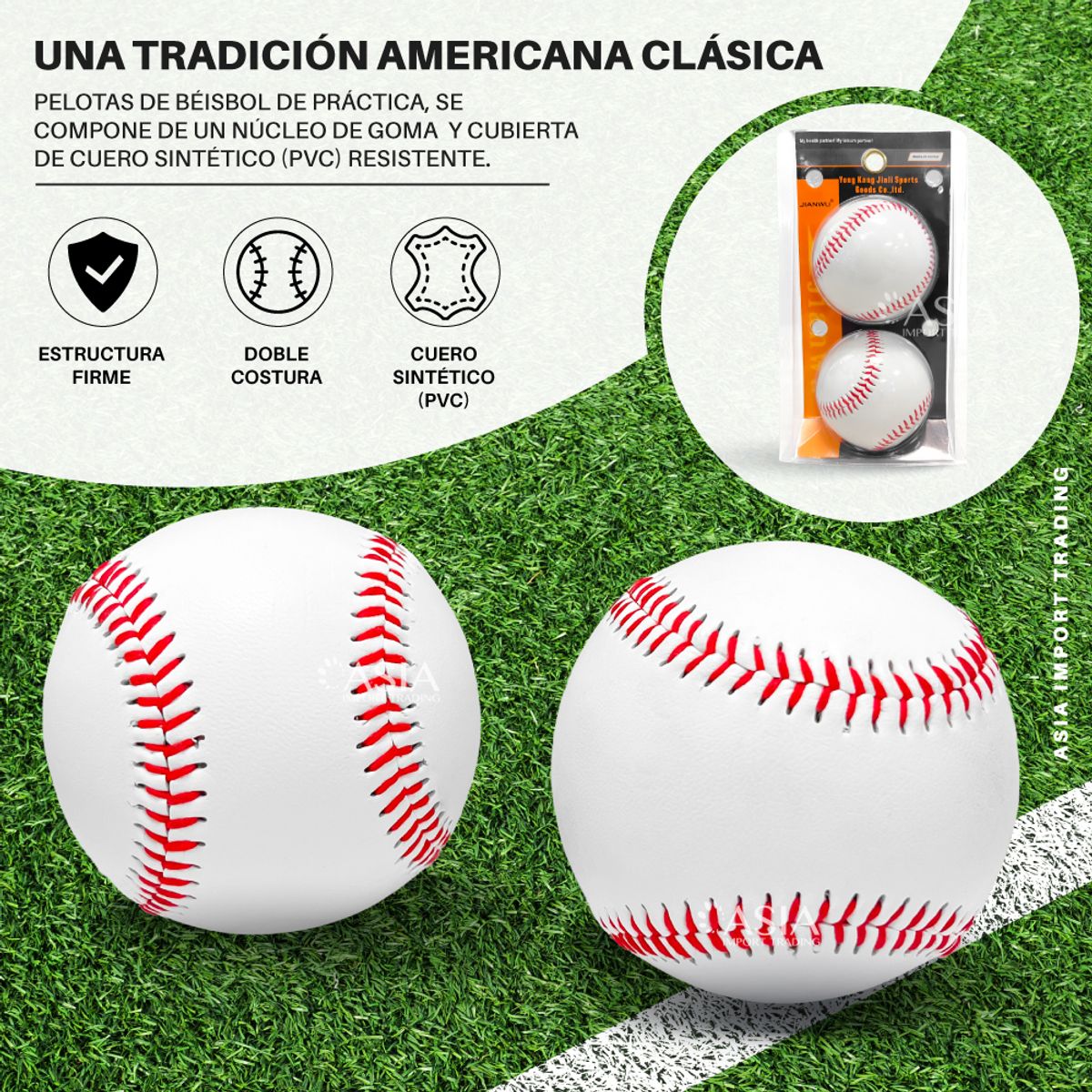 PWRFITNESS - Set 2 pelotas de Baseball