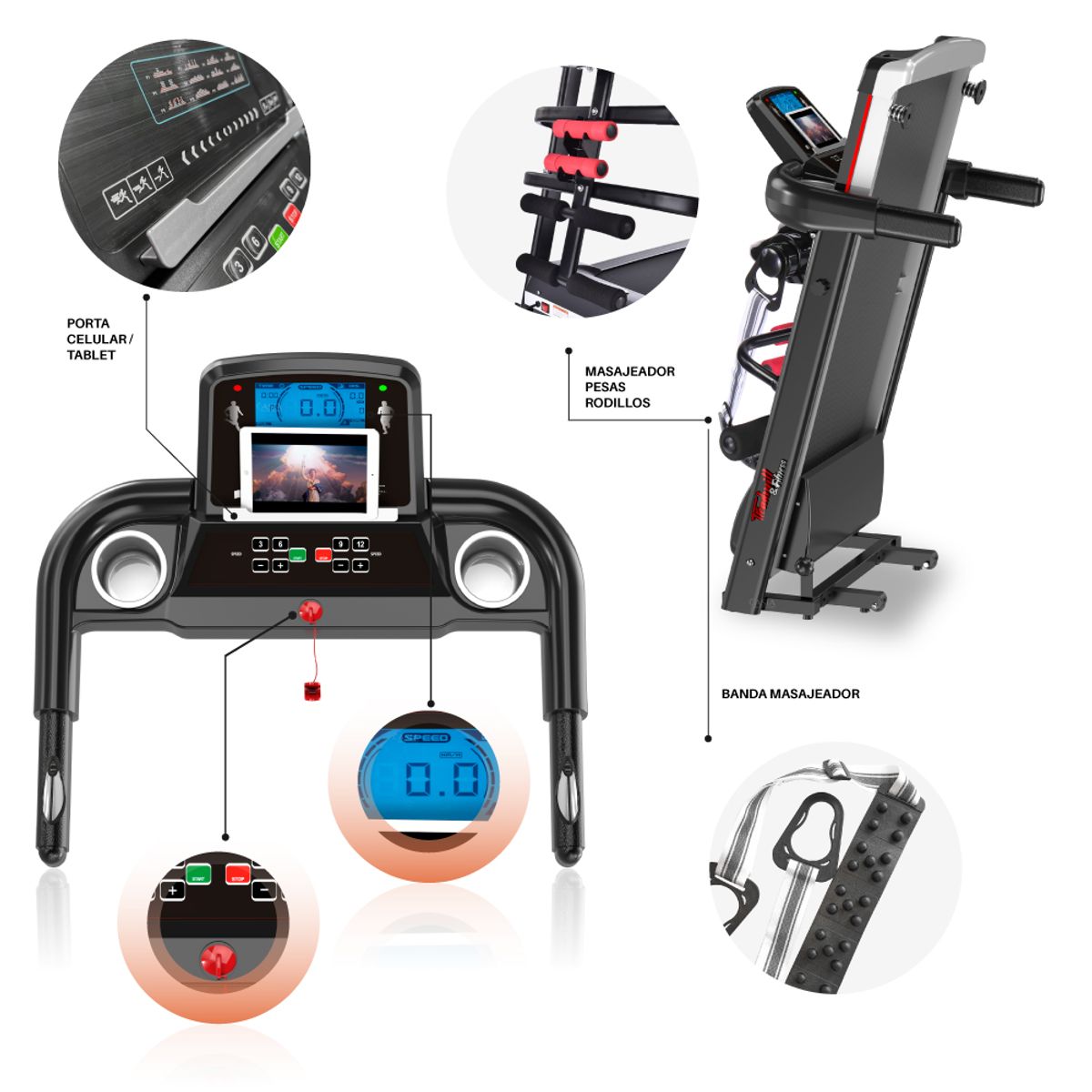 TREADMILL & FITNESS - Trotadora con Masajeador TREADMILL T800MN