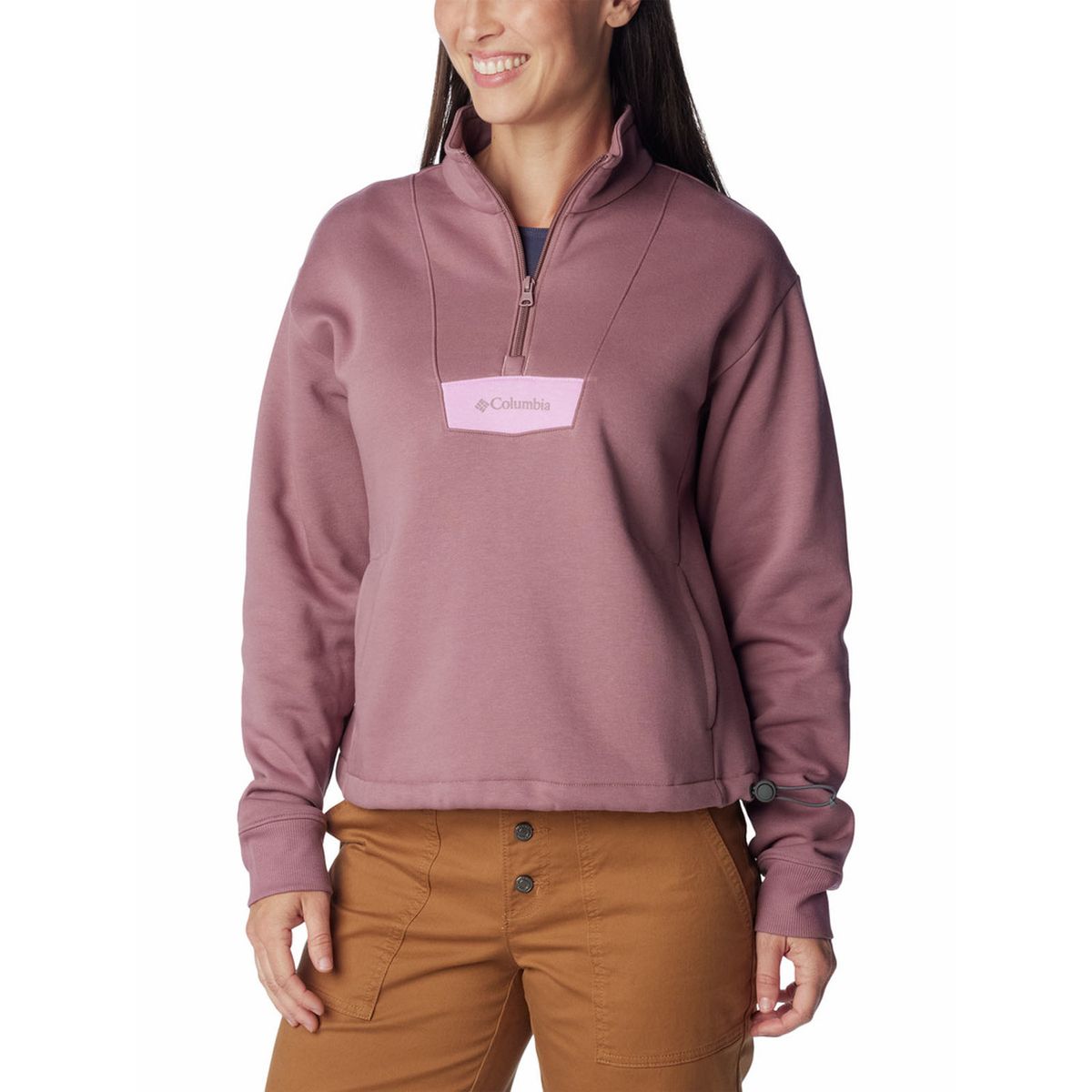 COLUMBIA - Polerón Mujer Quarter Zip Rosado COLUMBIA