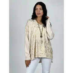 ENIGMATICA BOUTIQUE - Sweater Spandex Diseño Enredadera - Negro - Tamaño Único