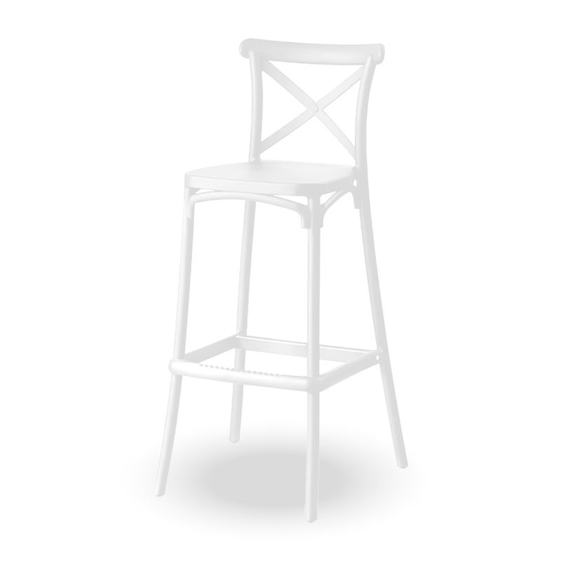 HOME & DESING - Silla bar blanca con respaldo cruzado
