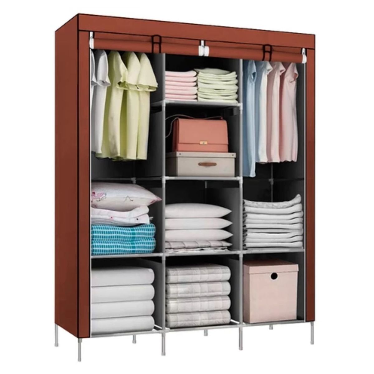 IMPORTCLICK - Closet Organizador Armable de Tela Café 3 Cuerpos
