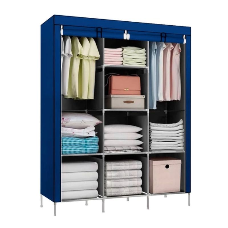 IMPORTCLICK - Closet Organizador Armable de Tela Azul 3 Cuerpos