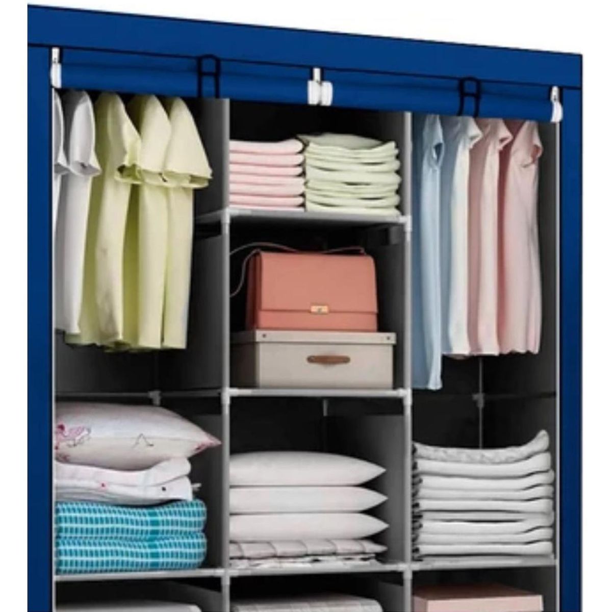 IMPORTCLICK - Closet Organizador Armable Tela Azul 3 Cuerpos 130x45x175 CM