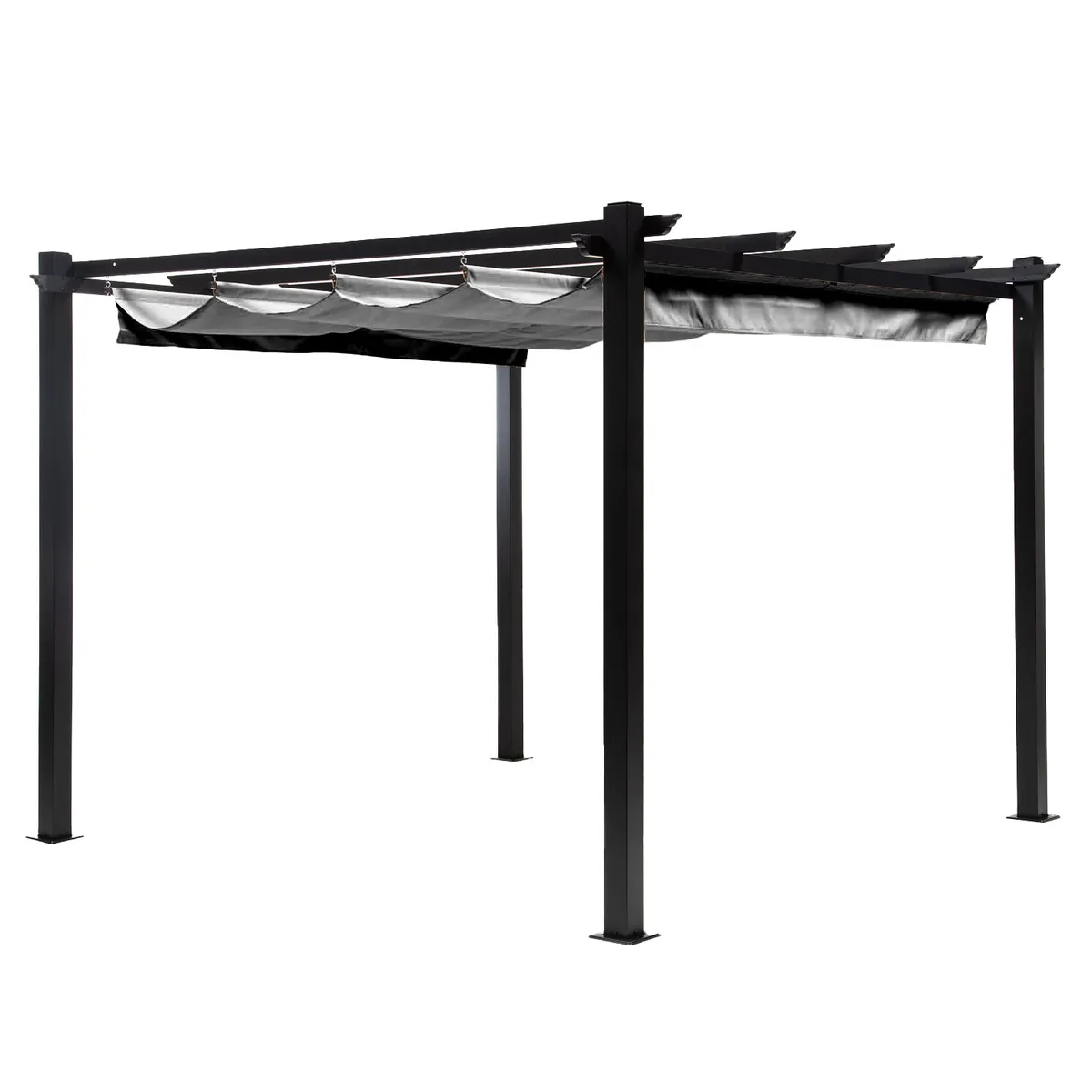 RELAN - Pérgola Retráctil Gris Relan Tipo Romana Gazebo Toldo 3x3