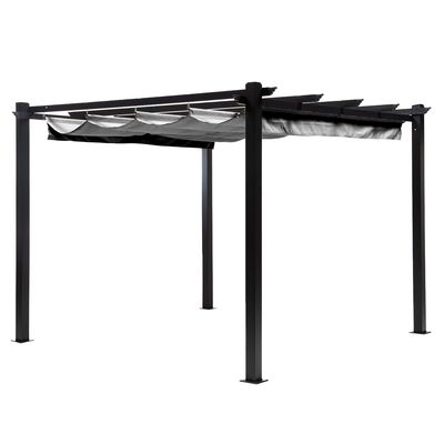 Imagen 2 del producto Pérgola Retráctil Gris Tipo Romana Gazebo Toldo 3x3