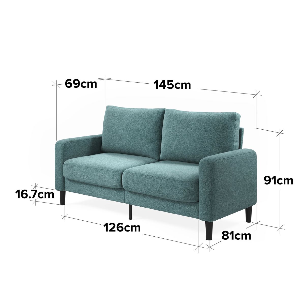 ZINUS - Sofá Colton Zinus 2 cuerpos verde