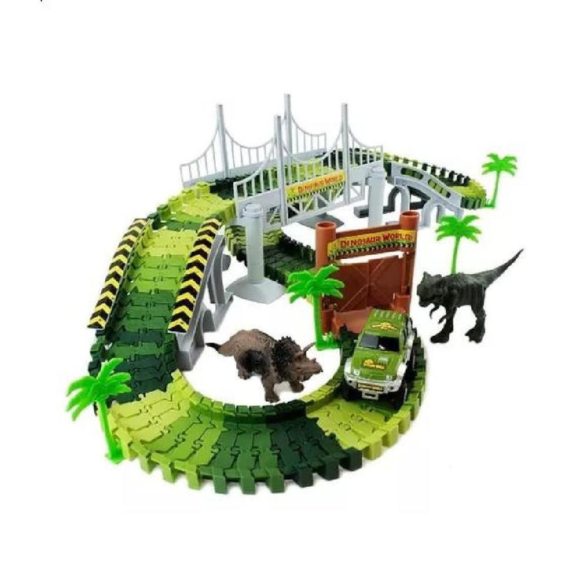 GENERICO - Pista De Autos 142 Piezas Autopista Flexible Dinosaurio