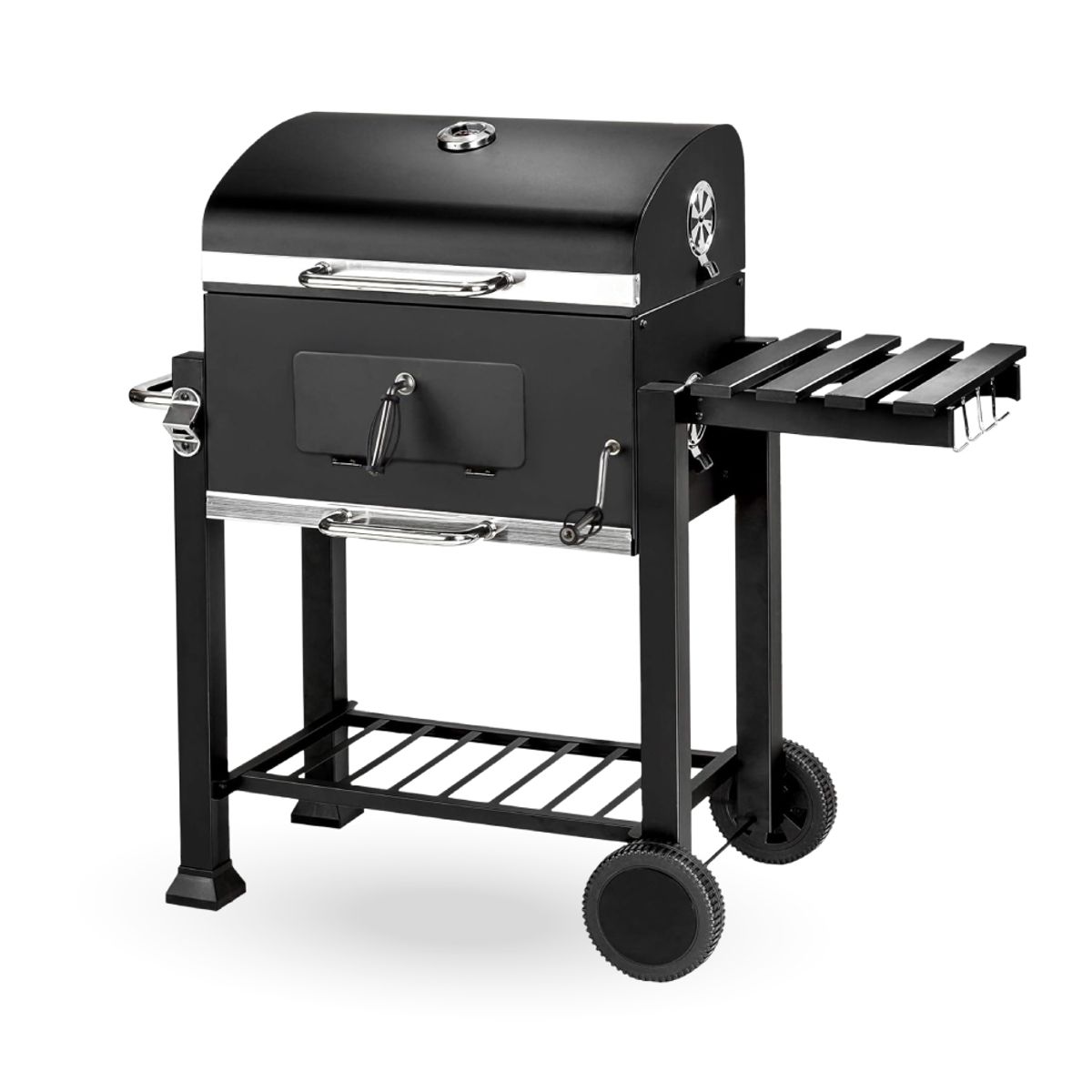 HOME & DESING - Parrilla a Carbón con Tapa, Termómetro y Bandeja Lateral – Home&Design