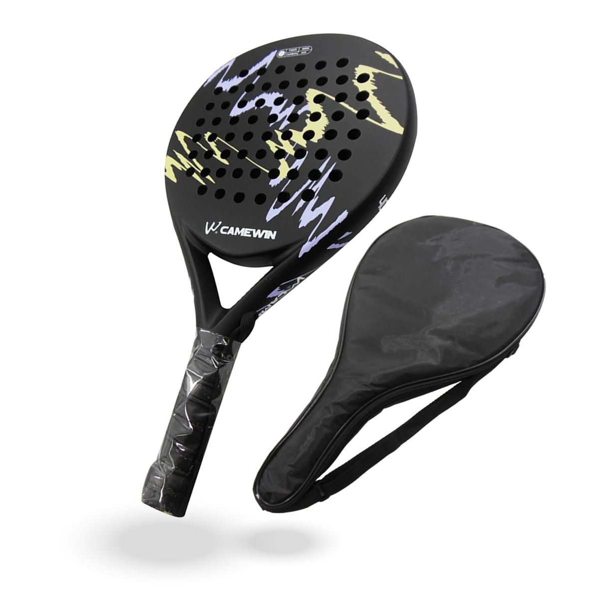 PWRFITNESS - Pala de Padel 4018 Negra con Lila Incluye Estuche