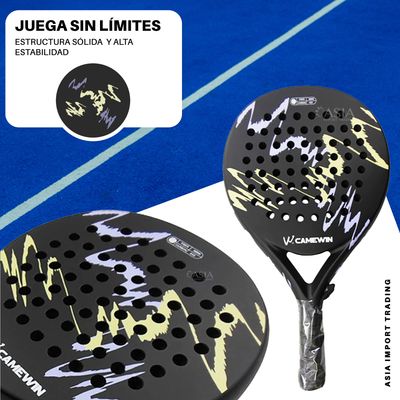 Imagen 2 del producto Pala de Padel 4018 Negra con Lila Incluye Estuche