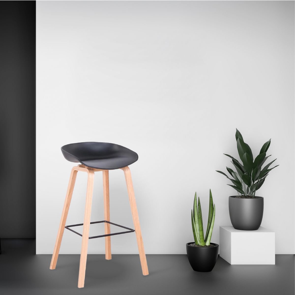 HOME & DESING - Silla Taburete color Negro