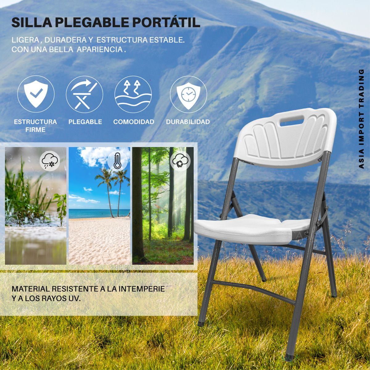 HOME & DESING - Silla Blanca Plegable
