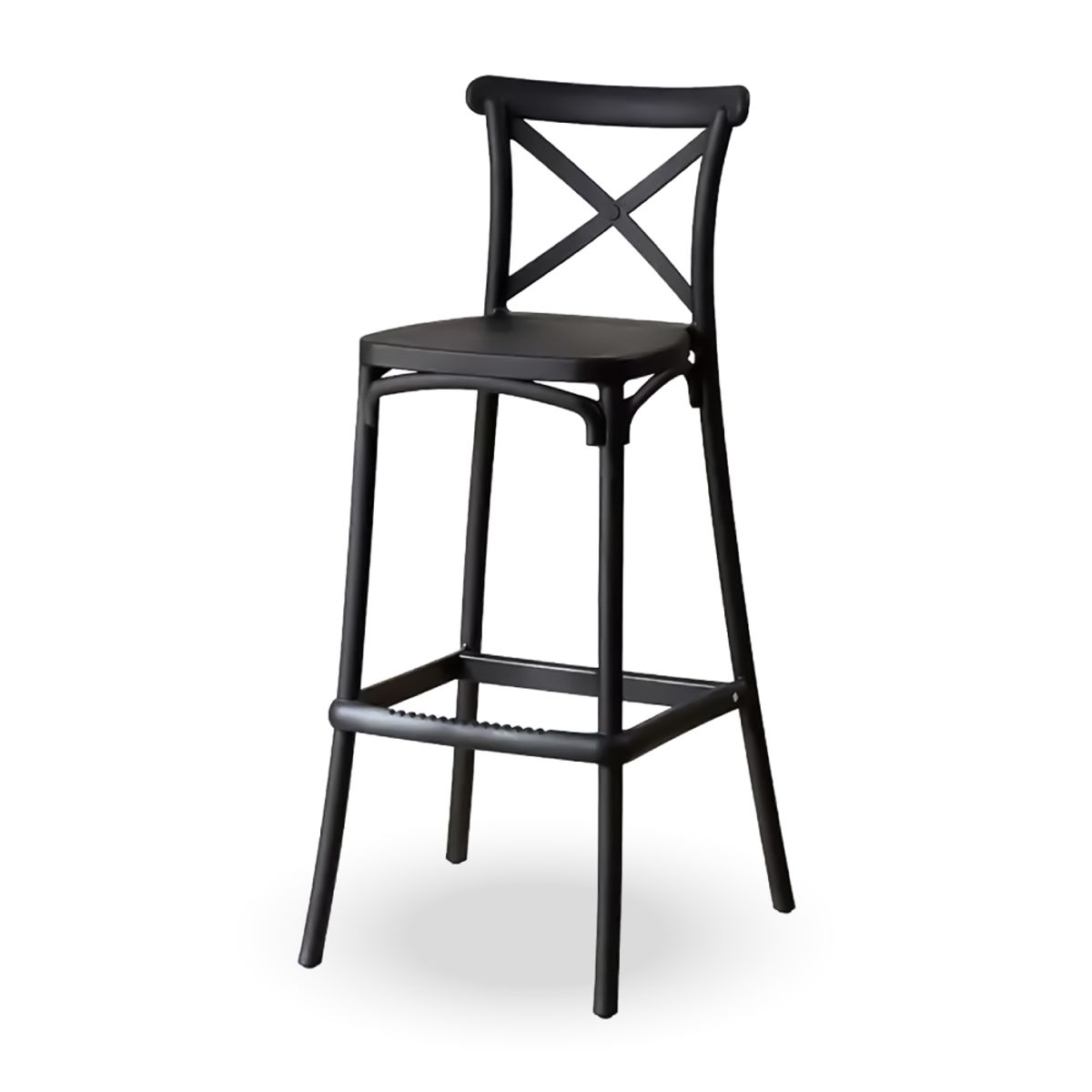 HOME & DESING - Silla bar negra con respaldo cruzado