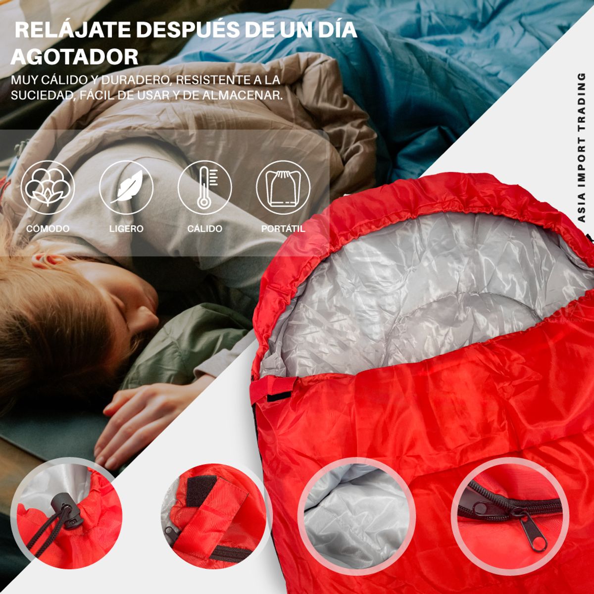 PWRFITNESS - Saco de Dormir Expandible 2 en 1 Rojo 148x202 cm