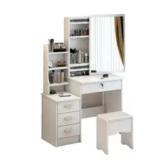 HOMER DESIGN - Tocador Madera Con Espejo Movible 100x40x131cm Con Taburete