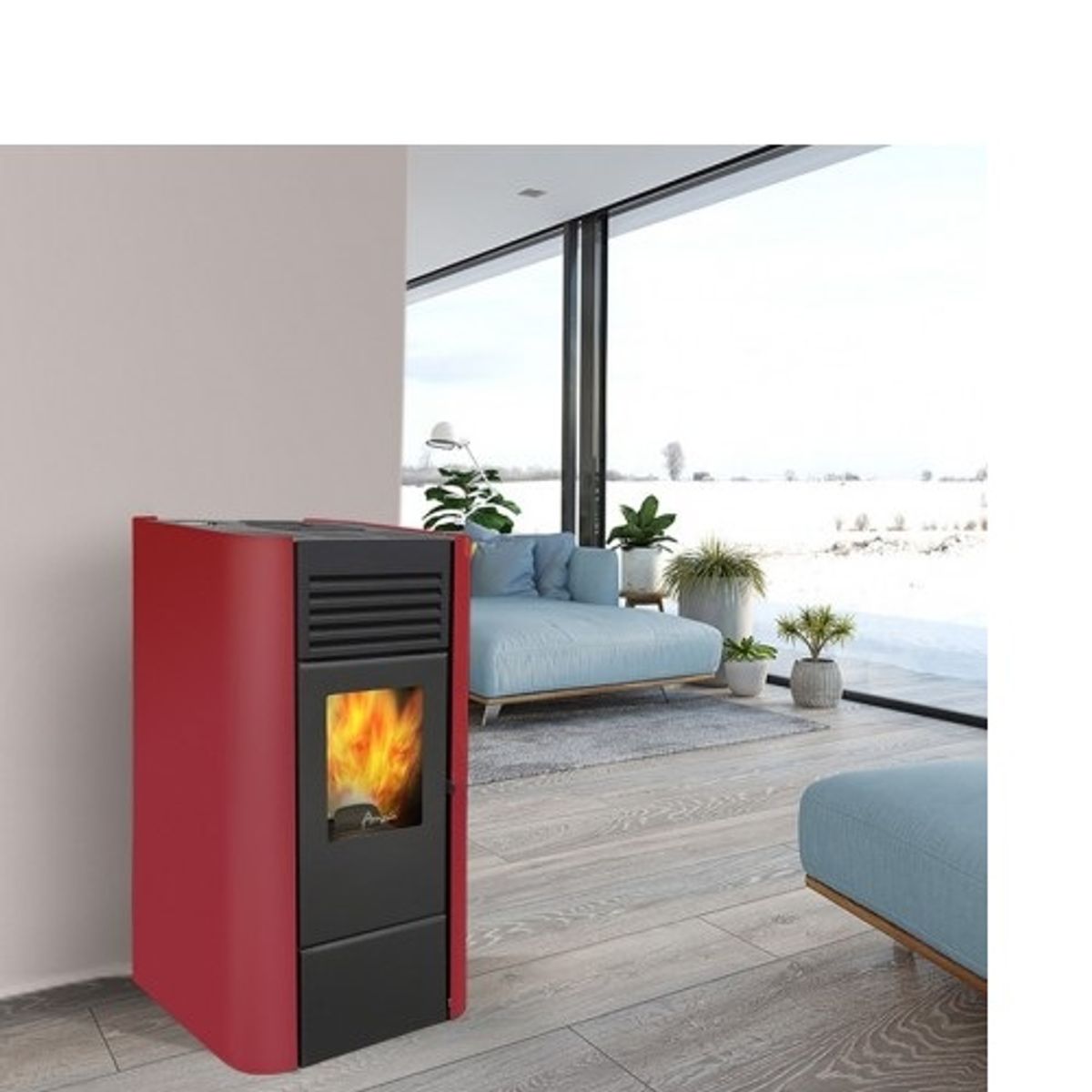 AMESTI - Calefactor a Pellet Milano Rojo Amesti