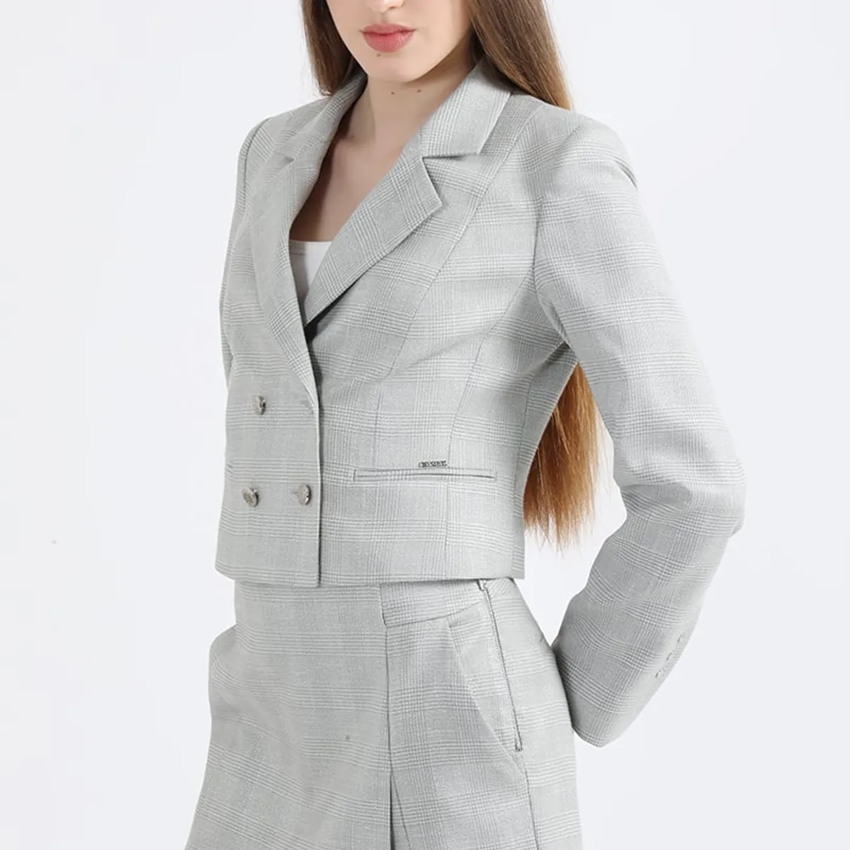 LIOLA - Falda Pantalón Mini Principe De Gales Verde/Perla Liola