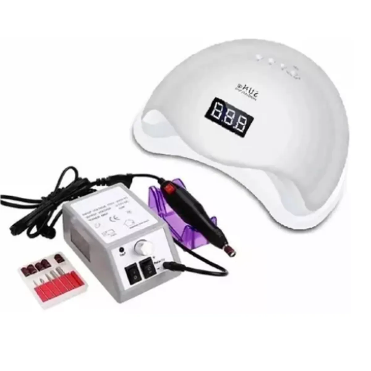 GENERICO - Lámpara Led Uv Sun5 48w + Maquina Torno De Uñas Manicure