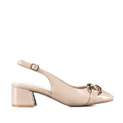 WEIDE - Zapatos Taco Casual Mujer Vintage Charol Hebilla GHE32