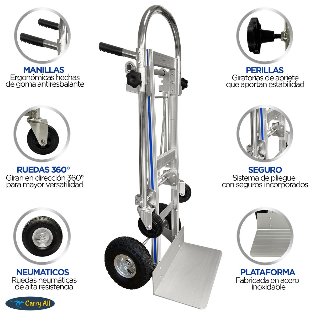 CARRY ALL - Carro De Carga 3 En 1 Carry All Titan 350 Kg Plegable Yegua