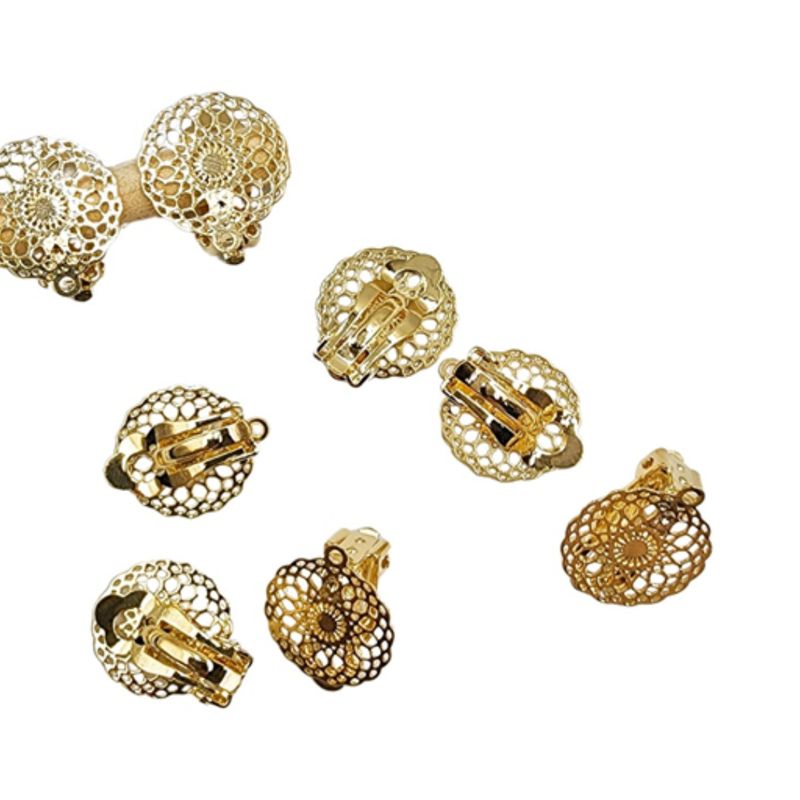 GENERICO - Set De 6 Pares De Bases De Aros Con Baño De Oro Modelos 3 - Dorado