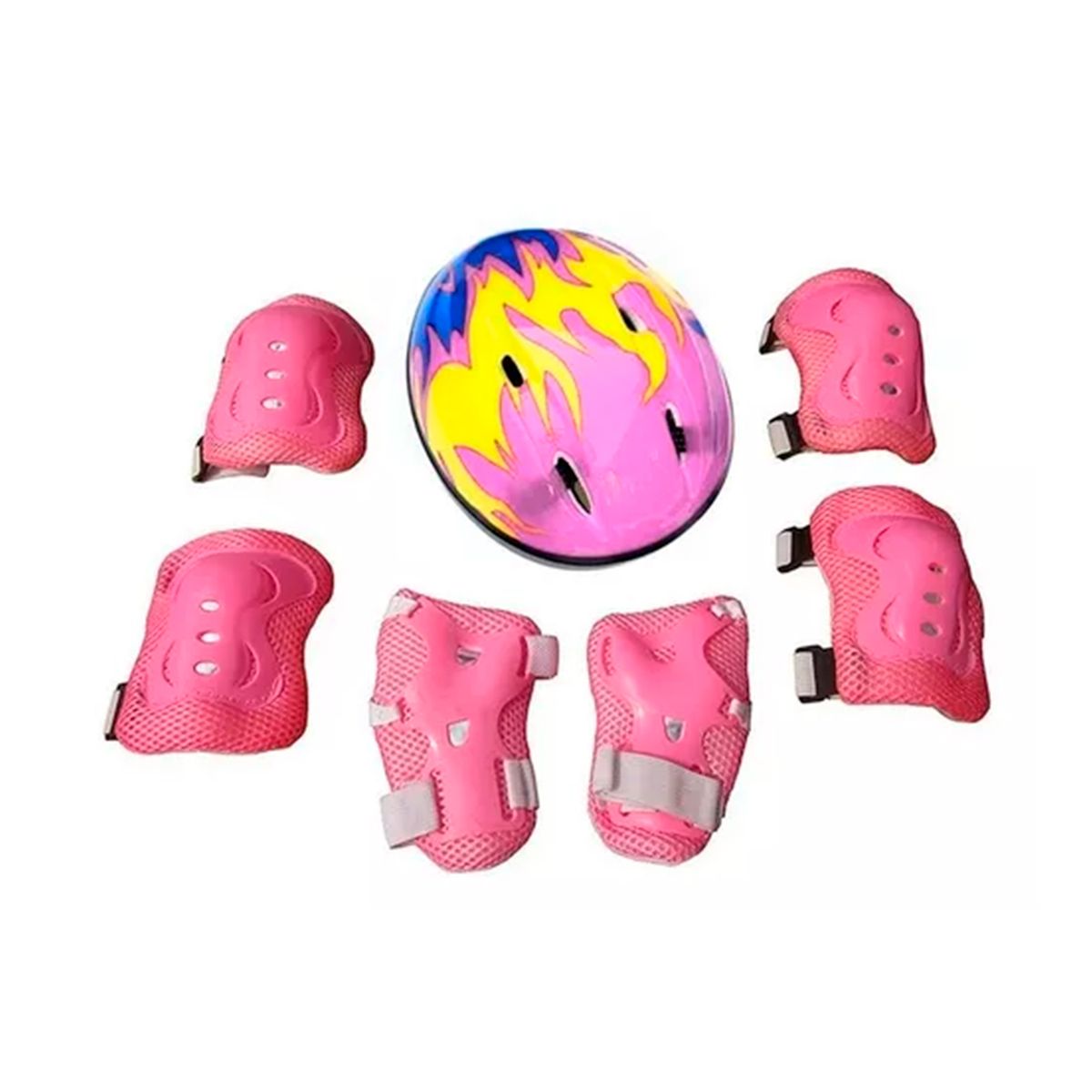 GENERICO - Kit Protección Casco Rodilla Para Niñas De Fuego