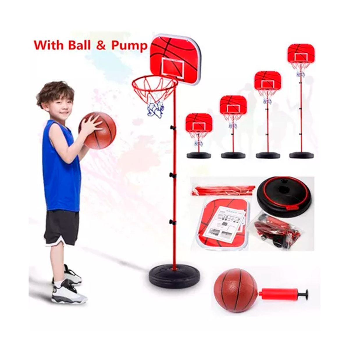 GENERICO - Aro Basketball Ajustable 60-150cms Para Niños + Base + Pelot